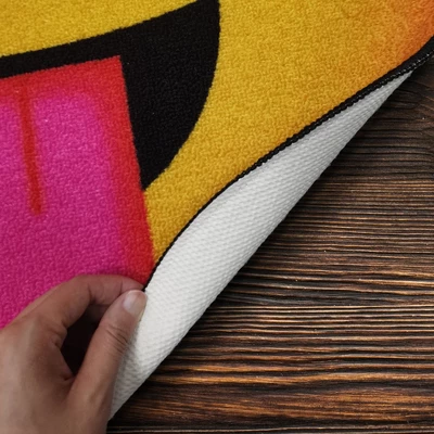 Deerlux Emoji Style Round Funny Smiley Face Kids Area Rug, Grinning Emoji Rug - Image 4