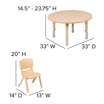 Flash Furniture 33" Round Plastic Height Adjustable Activity Table Set With 4 Chairs - Image 3