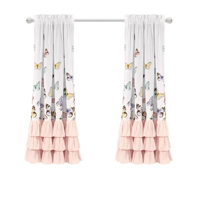 2pc Flutter Butterfly Window Curtain Set Pink - Lush Décor - Image 5
