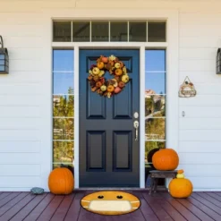 Deerlux Emoji Style Round Funny Smiley Face Kids Area Rug, Mask Emoji Rug