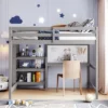 Wooden Loft Bed With Shelves, Desk And Writing Board - ModernLuxe