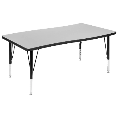Flash Furniture 28"W X 47.5"L Rectangle Wave Flexible Collaborative Thermal Laminate Activity Table - Height Adjustable Short Legs - Image 10