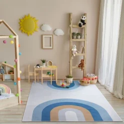 Well Woven Twi Rainbow Apollo Kids Collection Blue Area Rug