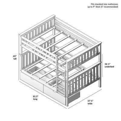 Max & Lily Full Over Full Bunk Bed With Storage Drawers - Image 5