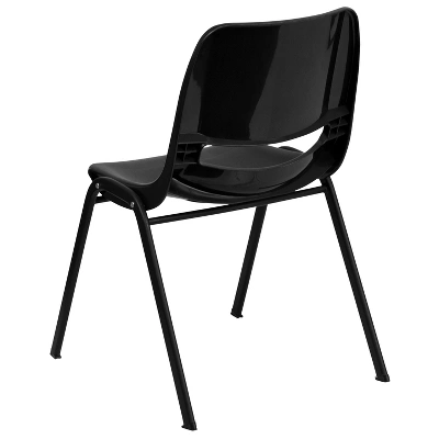 Emma And Oliver Kid's Black Ergonomic Shell Stack Chair - Black Frame And 14"H Seat - Image 6