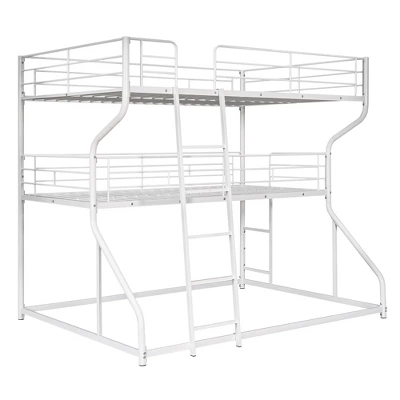 Full XL Over Twin XL Over Queen Size Metal Triple Bunk Bed With Ladder-ModernLuxe - Image 7