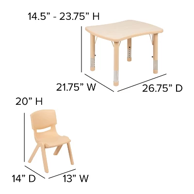 Flash Furniture 21.875"W X 26.625"L Rectangular Plastic Height Adjustable Activity Table Set With 4 Chairs - Image 3