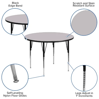 Flash Furniture 48'' Round Thermal Laminate Activity Table - Standard Height Adjustable Legs - Image 7