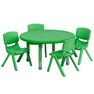 Flash Furniture 33" Round Plastic Height Adjustable Activity Table Set With 4 Chairs - Image 10