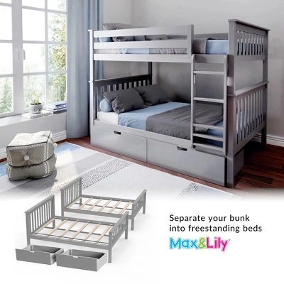 Max & Lily Full Over Full Bunk Bed With Storage Drawers - Image 4