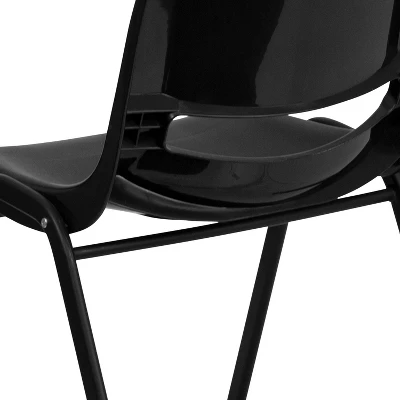 Emma And Oliver Kid's Black Ergonomic Shell Stack Chair - Black Frame And 14"H Seat - Image 4