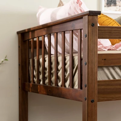 Twin Over Twin Transitional Cottage Solid Pine Bunk Bed Walnut - Saracina Home - Image 4