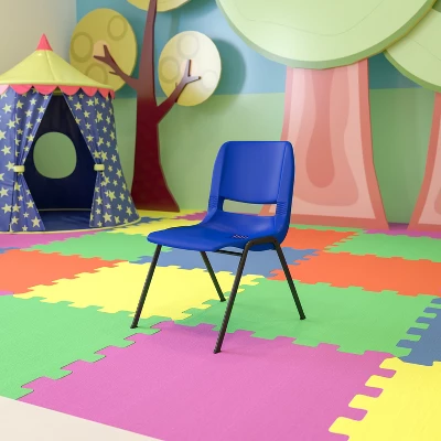 Flash Furniture HERCULES Series 440 Lb. Capacity Kid's Navy Ergonomic Shell Stack Chair With Black Frame And 14" Seat Height