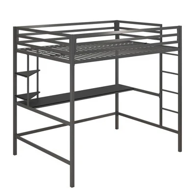 Full Maxwell Metal Loft Bed With Desk & Shelves - Novogratz