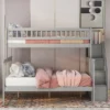 Twin Over Full Stairway Bunk Bed With Storage-ModernLuxe