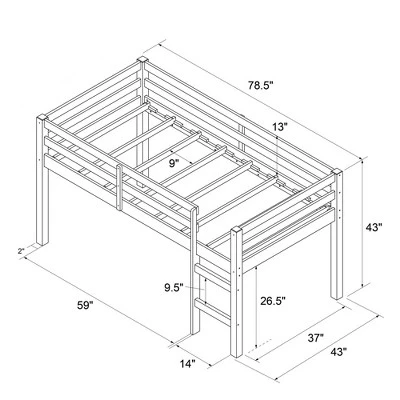 Twin Ashanti Wood Loft Bed - Room & Joy - Image 5