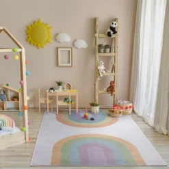 Well Woven Rainbow Watercolor Apollo Kids Collection Multi Color Area Rug