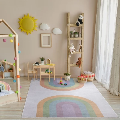 Well Woven Rainbow Watercolor Apollo Kids Collection Multi Color Area Rug