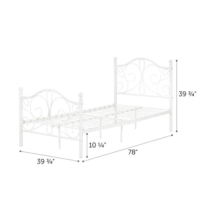 Twin Country Poetry Complete Metal Platform Bed White - South Shore - Image 9