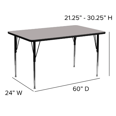 Emma And Oliver 24x60 Rectangle HP Laminate Adjustable Activity Table - Image 5