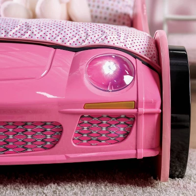 Twin Naglin Racing Car Bed With Led Headlight Pink - HOMES: Inside + Out - Image 6
