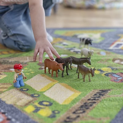 KC CUBS Boy & Girl Kids Country Farm Road W/ Construction Vehicle Car Traffic Educational Learning & Game Nursery Classroom Rug Carpet - Image 5