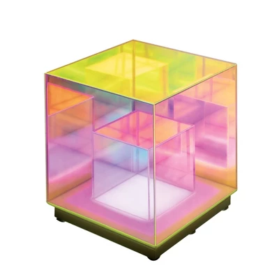 Teen Iridescent Acrylic LED Cube Novelty Table Lamp - West & Arrow - Image 2
