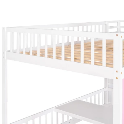 Full-Over-Full Bunk Bed With Changeable Table, Separable Bunk Bed Turn Into Upper Bed And Down Desk-ModernLuxe - Image 11