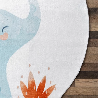 NuLOOM Elain Cheerful Elephant Machine Washable Kids Area Rug - Image 4