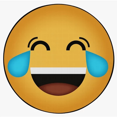 Deerlux Emoji Style Round Funny Smiley Face Kids Area Rug, Tears Of Joy Emoji Rug, 24'' X 24'' - Image 2