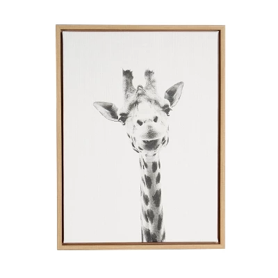 24" X 18" Giraffe Framed Canvas Art - Uniek - Image 3