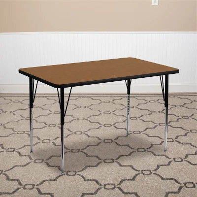 Flash Furniture 30''W X 48''L Rectangular Thermal Laminate Activity Table - Standard Height Adjustable Legs