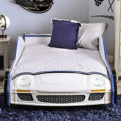 Twin Quessa Police Car Bed With Led Headlight Chair Black/White - HOMES: Inside + Out - Image 3