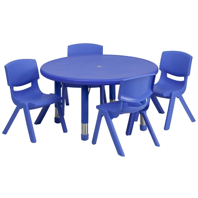 Flash Furniture 33" Round Plastic Height Adjustable Activity Table Set With 4 Chairs - Image 9