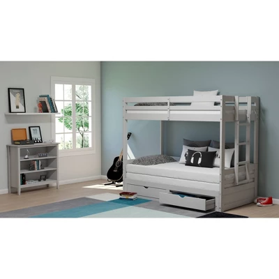 Twin To King Augusta Extending Day Bed With Bunk Bed And Storage Drawers Dove Gray - Alaterre Furniture - Image 5
