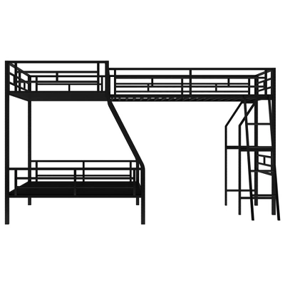 Twin Over Full Metal Bunk Bed With Twin Size Loft Bed And Desk, Black - ModernLuxe - Image 6