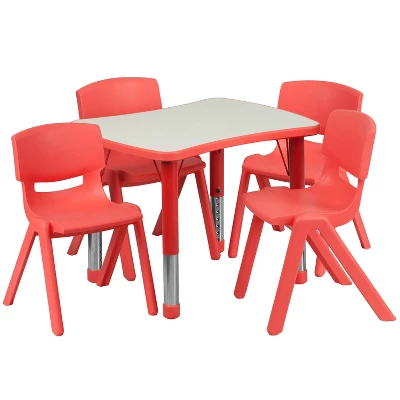 Flash Furniture 21.875"W X 26.625"L Rectangular Plastic Height Adjustable Activity Table Set With 4 Chairs - Image 8