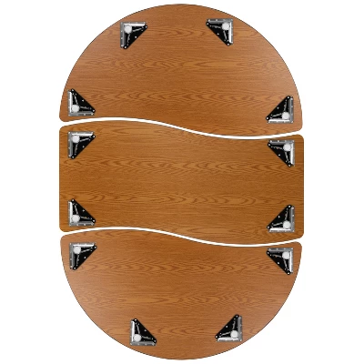 Emma And Oliver 3 Piece 86" Oval Wave Collaborative Grey Kids Adjustable Activity Table Set - Image 12