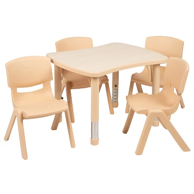 Flash Furniture 21.875"W X 26.625"L Rectangular Plastic Height Adjustable Activity Table Set With 4 Chairs - Image 9