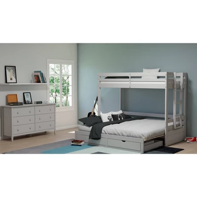 Twin To King Augusta Extending Day Bed With Bunk Bed And Storage Drawers Dove Gray - Alaterre Furniture - Image 4