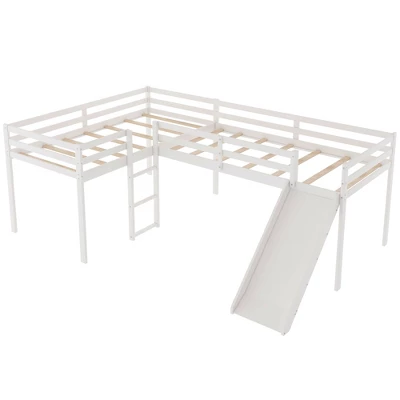 L-Shaped Twin Size Loft Bed With Ladder And Slide - ModernLuxe - Image 4