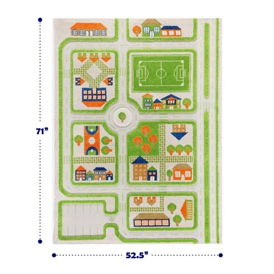 52.5"x71" Traffic Green 3D Play Rug - IVI