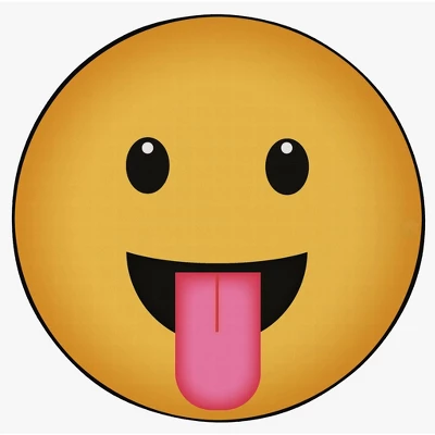 Deerlux Emoji Style Round Funny Smiley Face Kids Area Rug, Tongue Out Emoji Rug - Image 2
