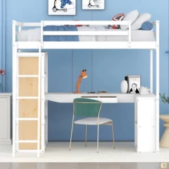 Loft Bed With Ladder, Shelves, And Desk - ModernLuxe