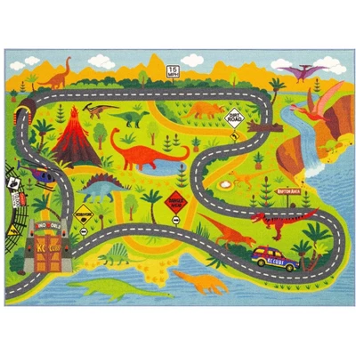 KC CUBS Boy & Girl Kids Dinosaur Dino Car Vehicle Traffic Road Educational Learning & Game Play Nursery Bedroom Classroom Rug Carpet - Image 10
