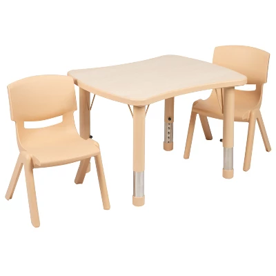 Flash Furniture 21.875"W X 26.625"L Rectangular Plastic Height Adjustable Activity Table Set With 2 Chairs - Image 11