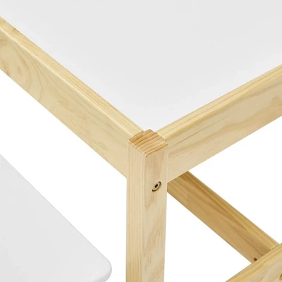 MUSEHOMEINC Solid Wood 3 In 1 Kids Toddlers Activity Play Arts And Crafts Table And Bench Chair Set With Whiteboard Surface For Playroom And School - Image 2