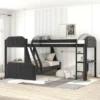 L-Shaped Twin Over Full Bunk Bed And Twin Loft Bed With Desk-ModernLuxe