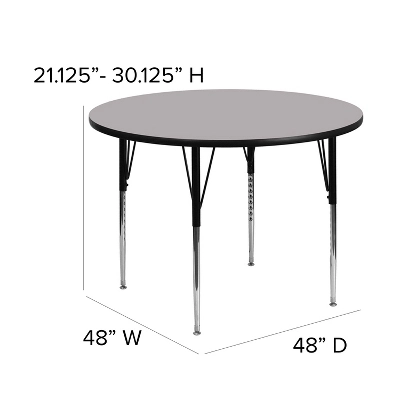 Flash Furniture 48'' Round Thermal Laminate Activity Table - Standard Height Adjustable Legs - Image 5