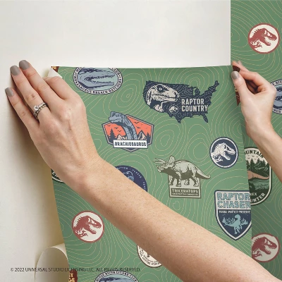 Jurassic World Badges Peel And Stick Wallpaper Green - RoomMates - Image 4